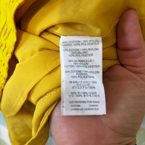 NWT J Crew Yellow Textured Eyelet Jacquard Dress Sz 00 - Picture 8 of 10